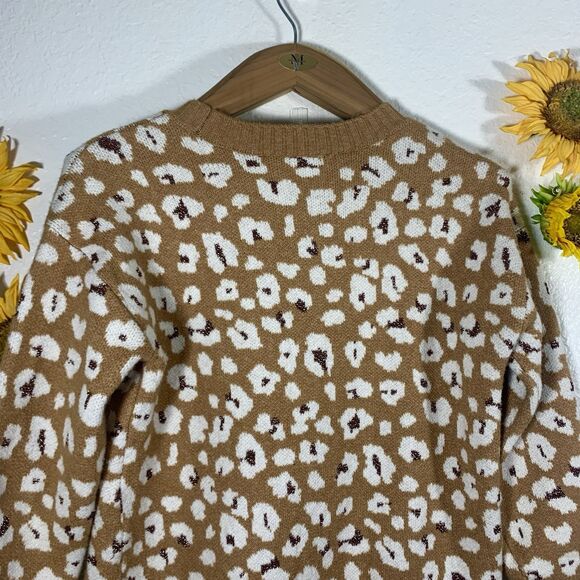 LOFT Shimmer Animal Print Mini Sweater Dress Size Medium Petite - Picture 6 of 12